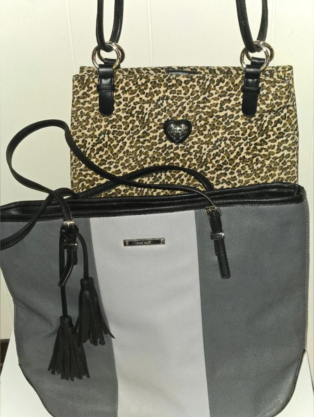 Set/2 Nine West It Girl Tote Bag & No Name Leopard Print Bag